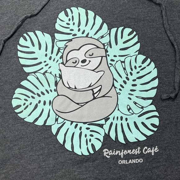 Rainforest Cafe Women's XXL Orlando Cropped Lightweight Hoodie Sloth Sweatshirt - Picture 4 of 12